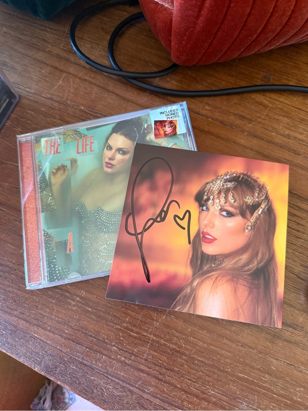 Signed Taylor Swift Photocard with 'The Life of a Showgirl' CD